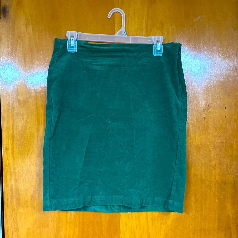 Green corduroy skirt